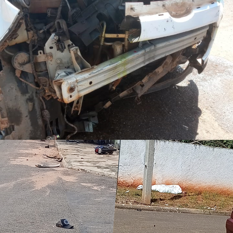 EM GUIRATINGA MOTOCICLISTA MORRE AO BATER EM CARRO QUE INVADIU